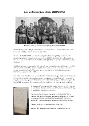 A preview of a PDF biography for Brady, Thomas George